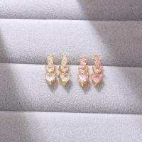 Boucles d'oreilles en laiton zircon cubique pavent, bijoux de mode & pavé de micro zircon & pour femme, plus de couleurs à choisir Vendu par paire[