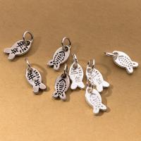 Sterling Silver Animal Pendants, 925 Sterling Silver, Fish, Antique finish, DIY [