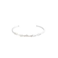 925 Sterling Silver Cuff Bangle, silver color plated, adjustable & for woman, 51mm, Inner Approx 47.5mm 