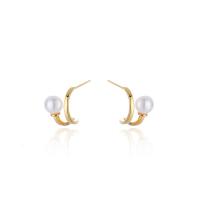 Sterling Silver Stud Earring, 925 Sterling Silver, with Shell Pearl, plated, fashion jewelry & for woman 10mm [