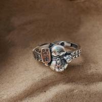 Стерлингового серебра кольцо, 925 пробы, Fortune Cat, плакированный цветом под старое серебро, ювелирные изделия моды & регулируемый & Женский, 20.1mm размер:7, продается PC[