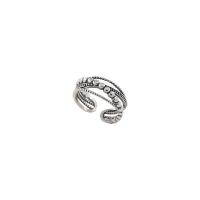 Sterling Silver Finger Ring, 925 Sterling Silver, antique silver color plated, fashion jewelry & adjustable & for woman, US Ring 