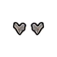 Sterling Silver Stud Earring, 925 Sterling Silver, Heart, antique silver color plated, fashion jewelry & for woman [