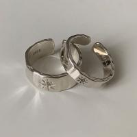 Sterling Silver Finger Ring, 925 Sterling Silver, silver color plated, adjustable & for couple & with rhinestone, US Ring [
