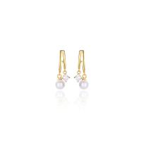 Cubic Zirconia Micro Pave Sterling Silver Earring, 925 Sterling Silver, with Shell Pearl, plated, fashion jewelry & micro pave cubic zirconia & for woman 24.5mm, 6mm 
