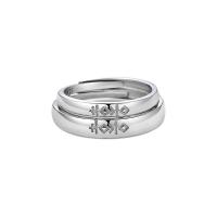Sterling Silver Finger Ring, 925 Sterling Silver, platinum plated, adjustable & for couple [