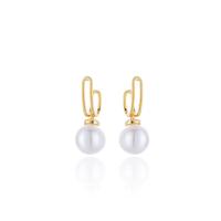 Cubic Zirconia Micro Pave Sterling Silver Earring, 925 Sterling Silver, with Shell Pearl, plated, micro pave cubic zirconia & for woman 22.5mm, 8-8.5mm [