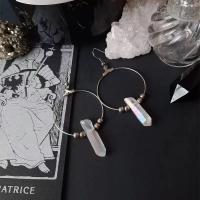 Boucle d'oreille quartz, quartz clair, avec alliage de zinc, fait à la main, bijoux de mode & pour femme Vendu par paire
