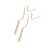 Freshwater Pearl Brass Earring, with Brass, 14K gold plated, fashion jewelry & for woman, two different colored 