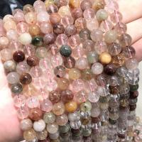 Rutilquarz Perlen, Rutilated Quarz, rund, poliert, DIY & verschiedene Größen vorhanden, gemischte Farben, Länge:ca. 38 cm, verkauft von Strang[