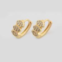 Boucles d'oreilles en laiton zircon cubique pavent, couleur de haute qualité d'or plaqué, bijoux de mode & pavé de micro zircon & pour femme Vendu par paire[