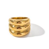 Stainless Steel Finger Ring, 304 Stainless Steel, 18K gold plated, fashion jewelry & for woman, golden, 18.6mm [