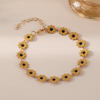 Enamel Brass Bracelets, with 1.97inch extender chain, Daisy, fashion jewelry & for woman Approx 7.09 Inch 