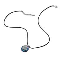 Rhinestone Zinc Alloy Necklace, with Wax Cord, with 1.97inch extender chain, fashion jewelry & for man & with rhinestone Approx 17.32 Inch [