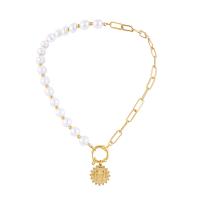 Plastik-Perlenkette, 304 Edelstahl, mit Kunststoff Perlen, plattiert, Modeschmuck & für Frau, goldfarben, 40x20mm, Länge:ca. 16.54 ZollInch, verkauft von PC[
