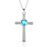 Titanium Steel Jewelry Necklace, with 5cm extender chain, Cross, fashion jewelry & for woman & with rhinestone cm 