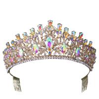 Bridal Tiaras, Zinc Alloy, gold color plated, for woman & with rhinestone, Inner Approx 160mm 