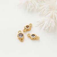 Brass Connector, with Cubic Zirconia, 18K gold plated, DIY Approx 1.3mm [