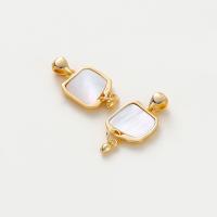 Brass Connector, with White Shell, 18K gold plated, DIY, gold Approx 3mm [