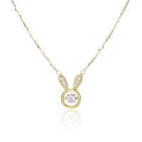 Cubic Zirconia Micro Pave Sterling Silver Necklace, 925 Sterling Silver, with 2inch extender chain, Rabbit, plated, oval chain & micro pave cubic zirconia & for woman Approx 15.7 Inch [
