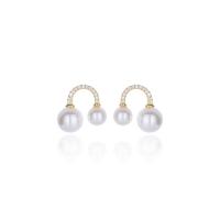 Cubic Zirconia Micro Pave Sterling Silver Earring, 925 Sterling Silver, with Shell Pearl, plated, micro pave cubic zirconia & for woman 