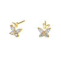 Cubic Zirconia Micro Pave Sterling Silver Earring, 925 Sterling Silver, Butterfly, plated, fashion jewelry & micro pave cubic zirconia & for woman [