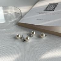 Sterling Silver Stud Earring, 925 Sterling Silver, with Shell Pearl, platinum plated & for woman, 10mm 