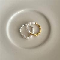 Жемчужина стерлингового серебра кольцо, 925 пробы, с Пресноводные жемчуги, Другое покрытие, ювелирные изделия моды & Женский, Много цветов для выбора, размер:7, продается PC[