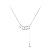 Cubic Zircon Micro Pave Sterling Silver Necklace, 925 Sterling Silver, with 2inch extender chain, platinum plated, micro pave cubic zirconia & for woman & hollow Approx 15.7 Inch 