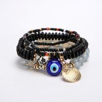 Evil Eye Jewelry Bracelet, Lampwork, with Seedbead & Zinc Alloy, 4 pieces & fashion jewelry & for woman Approx 18 cm [