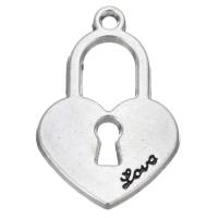Zinc Alloy Lock Pendants, Heart, silver color plated, fashion jewelry & DIY, silver color 