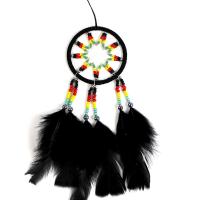Fashion Dream Catcher, Feather, with Velveteen & Glass Beads & Polyester & Plastic, for home and office & fashion jewelry, mixed colors, 400mm 
