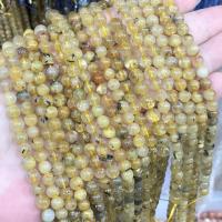 Rutilquarz Perlen, Rutilated Quarz, rund, poliert, DIY & verschiedene Größen vorhanden, goldfarben, Länge:ca. 38 cm, verkauft von Strang[