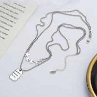 Fashion Sweater Chain Necklace, 925 Sterling Silver, with 1.97inch extender chain, Antique finish, Double Layer & fashion jewelry & for woman Approx 20.47 Inch, Approx 15.75 Inch 