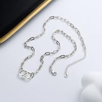 Collar de la joyería de plata esterlina, Plata de ley 925, con 1.97inch extender cadena, Acabado antiguo, para mujer, longitud:aproximado 17.72 Inch, Vendido por UD[