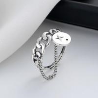 Sterling Silver Finger Ring, 925 Sterling Silver, Antique finish, fashion jewelry & for woman, 7mm [