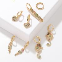 Cubic Zirconia Micro Pave Brass Earring & micro pave cubic zirconia & for woman [