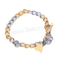 Stainless Steel Charm Bracelet, 304 Stainless Steel, Heart, plated, fashion jewelry & for woman, 8mm Approx 9.45 Inch [