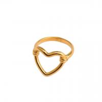 Stainless Steel Finger Ring, 304 Stainless Steel, Heart, 18K gold plated, fashion jewelry & for woman, golden [