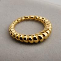 Titanium Steel Finger Ring, 18K gold plated, fashion jewelry & for woman, golden 