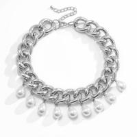 Collar de perlas de plástico, aluminio, con Perlas plásticas, con 10cm extender cadena, chapado, Joyería & para mujer, más colores para la opción, 26mm, longitud:35 cm, Vendido por UD