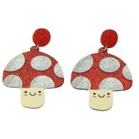 Acrylic Drop Earring, Zinc Alloy, with Acrylic, mushroom, gold color plated, fashion jewelry & for woman, red [