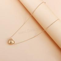Zinc Alloy Necklace, with 5CM extender chain, Heart, plated, fashion jewelry & for woman, golden Approx 47 cm [
