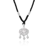 Sterling Silver Jewelry Necklace, 925 Sterling Silver, with PU Leather & Polyester Cord, silver color plated & for woman [