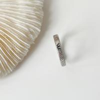 Стерлингового серебра кольцо, 925 пробы, покрытый платиной, регулируемый & с письмо узором & Женский & Эпоксидная стикер, 3.3mm, размер:8.5, продается PC[