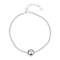 Sterling Silver Bracelets, 925 Sterling Silver, with 1.2inch extender chain, Round, silver color plated, fashion jewelry & for woman Approx 5.9 Inch 