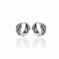 Sterling Silver Huggie Hoop Earring, 925 Sterling Silver, Fish, antique silver color plated, fashion jewelry & for woman, 14.1mm, Inner Approx 10.4mm [
