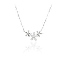 Cubic Zirconia Micro Pave Sterling Silver Necklace, 925 Sterling Silver, with 2inch extender chain, Flower, plated, cross chain & fashion jewelry & micro pave cubic zirconia & for woman Approx 15.7 Inch [