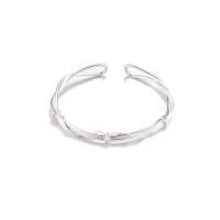 925 Sterling Silver Cuff Bangle, silver color plated, adjustable & for woman, Inner Approx 52.8mm [