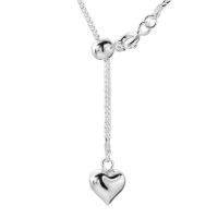 Sterling Silver Jewelry Necklace, 925 Sterling Silver, Heart, silver color plated, chopin chain & fashion jewelry & for woman Approx 23.6 Inch [